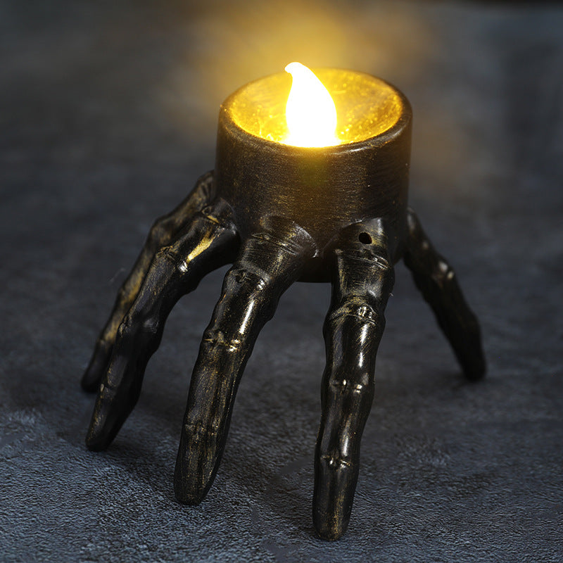 "Halloween Skull Hand and Foot Lantern – Spooky Atmosphere Decoration Prop with Candle Light for Night Display"