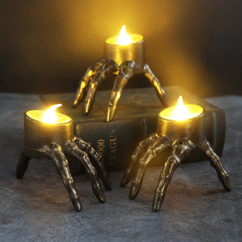 "Halloween Skull Hand and Foot Lantern – Spooky Atmosphere Decoration Prop with Candle Light for Night Display"