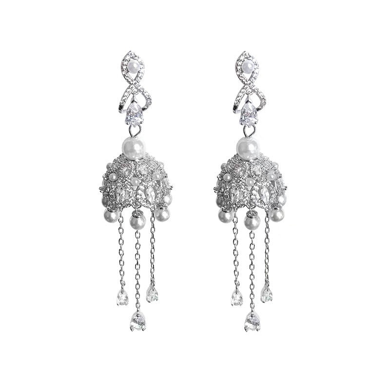 Heavy Exaggerated Earrings S925 Sterling Silver Needle Vintage Wind Bell Earrings