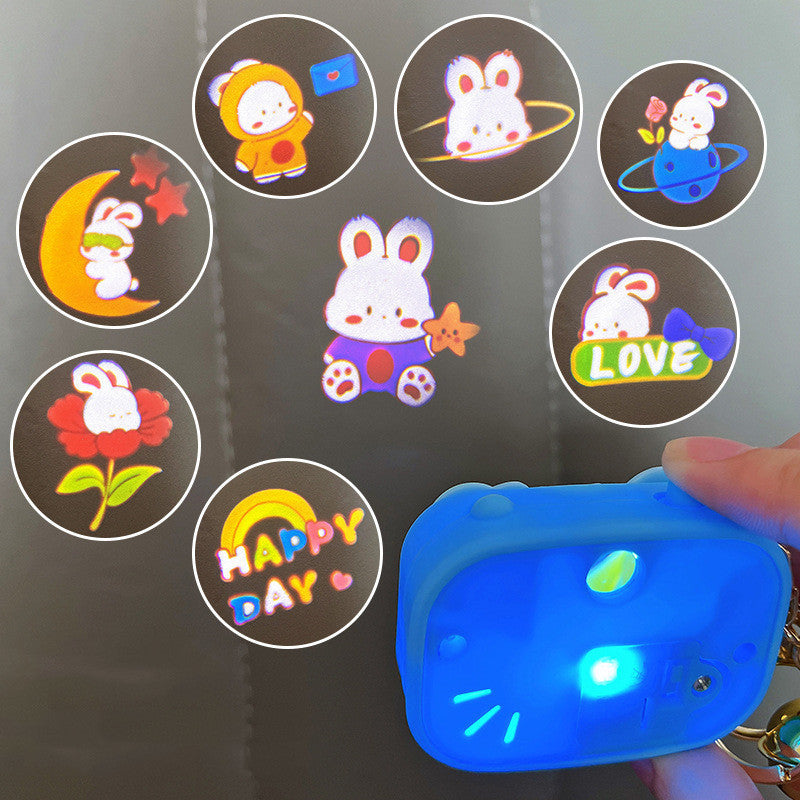 "Bunny Starry Sky Projection Camera-Shaped Keychain Pendant – Adorable and Magical Accessory"