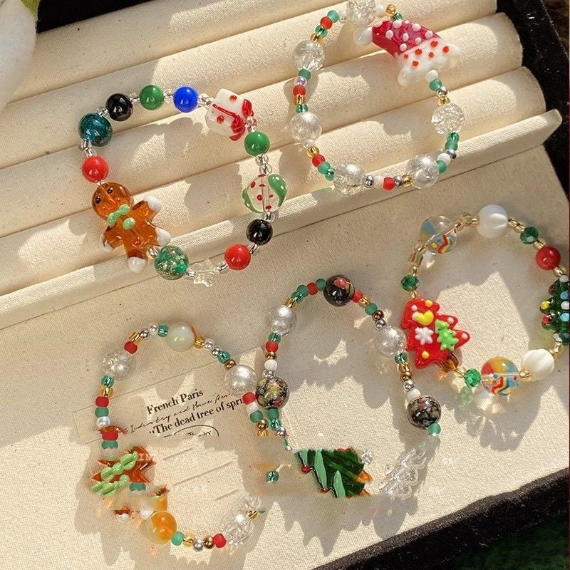 Christmas Tree Glaze Beaded Bracelet Light Luxury