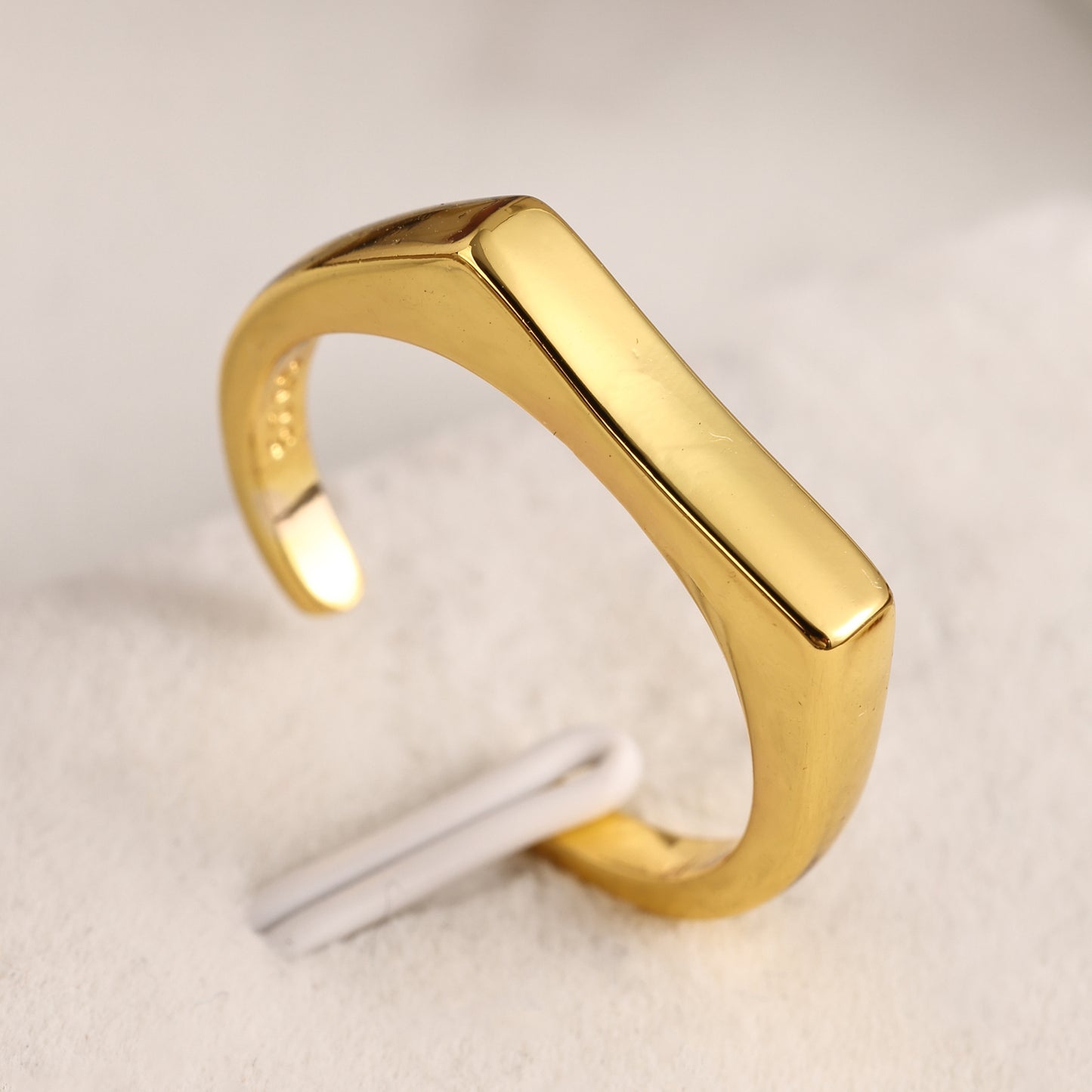 Japanese And Korean Style New Minimalist Rectangular Smooth Ring With Fashionable Personality, Versatile Temperament, Ins Design Sense, Ring For Women