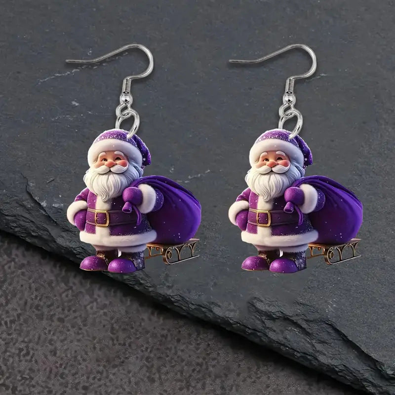 "Cute Santa Claus Acrylic Earrings – Festive Holiday Charm"