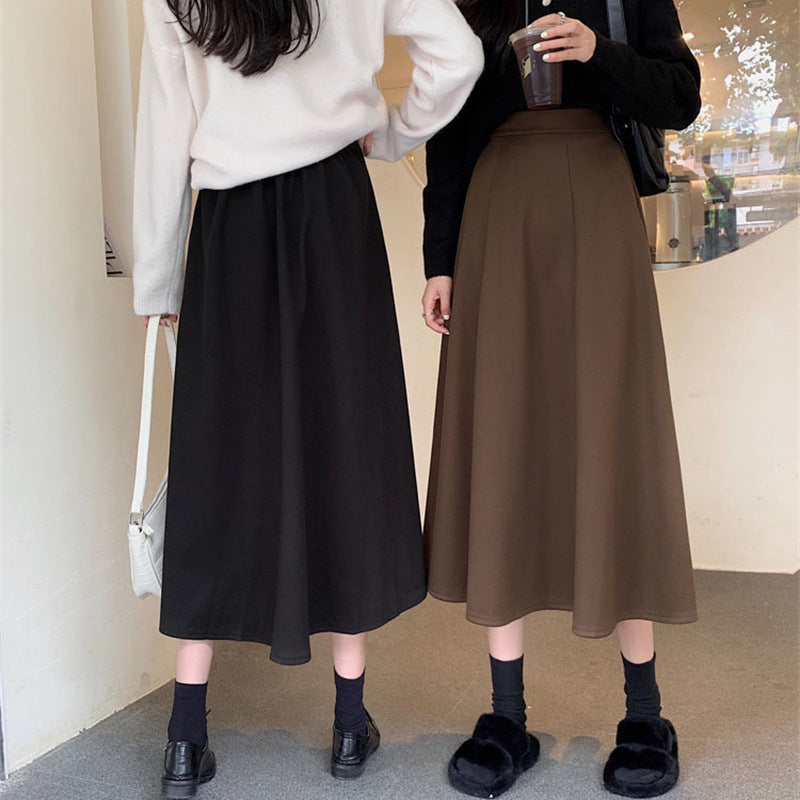 "Classic Black Woolen A-Line Skirt – High-Waist Essential for Autumn & Winter"