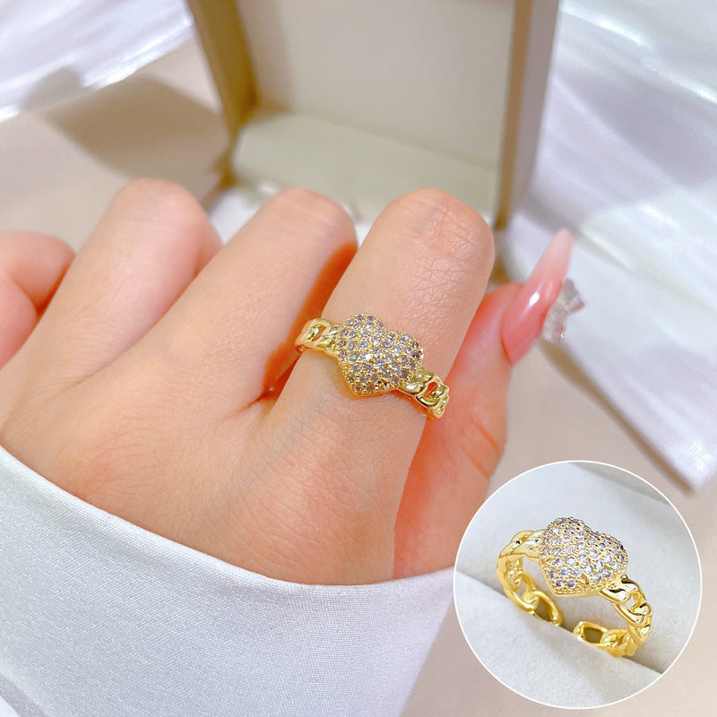 "Elegant High-Grade Zircon Ring for Women – Adjustable & Luxurious Design"