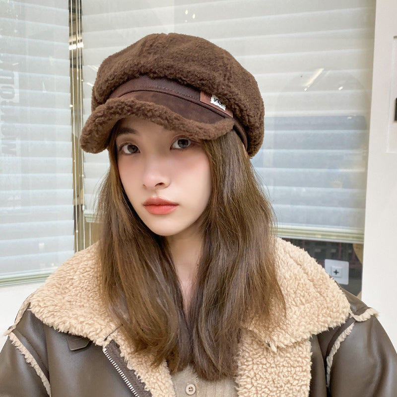 "Autumn & Winter Woolen Thick Warm Peaked Cap – Cozy Fashion for Cold Weather"