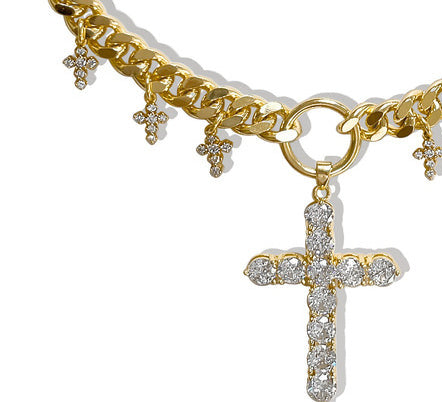 Vintage Diamond Cross Starry Necklace