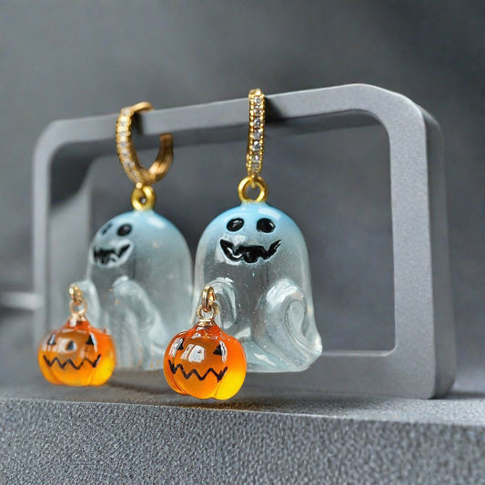 Halloween Stainless Steel Ghost Pumpkin Earrings