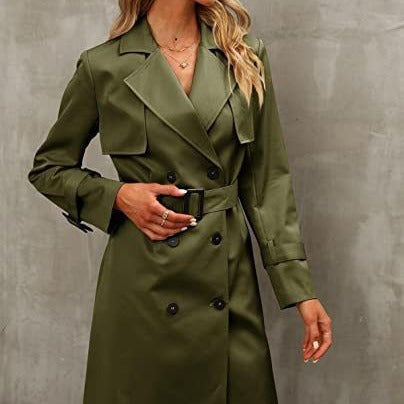 "European & American Autumn Women's Double-Breasted Fashion Casual Trench Coat"