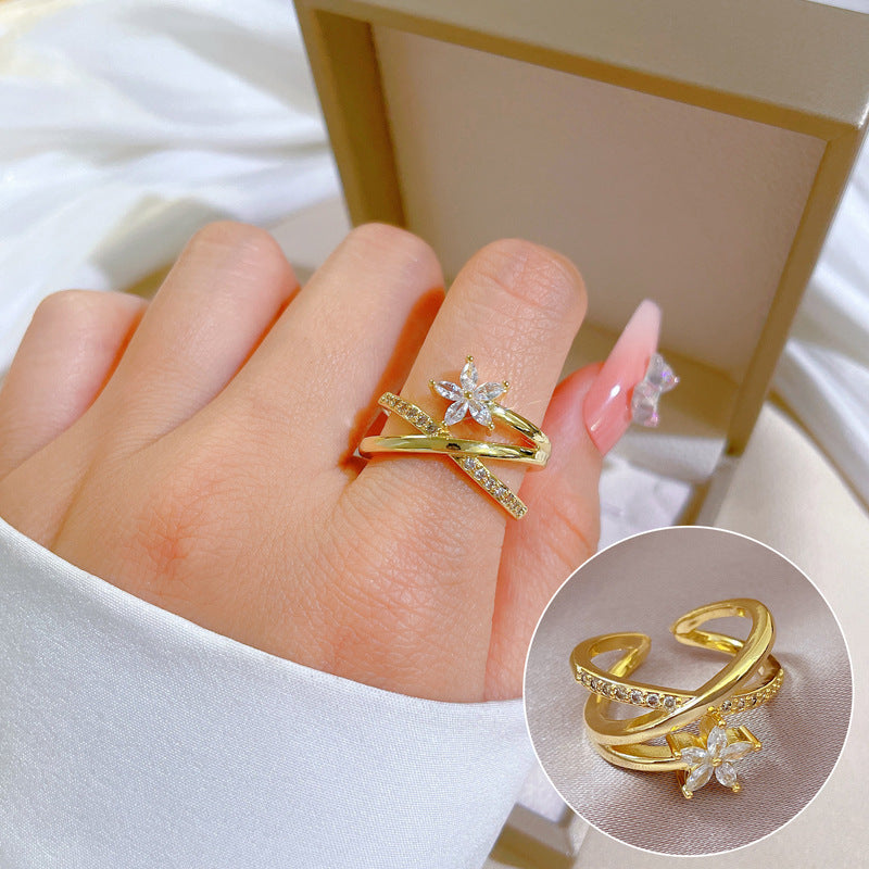 "Elegant High-Grade Zircon Ring for Women – Adjustable & Luxurious Design"