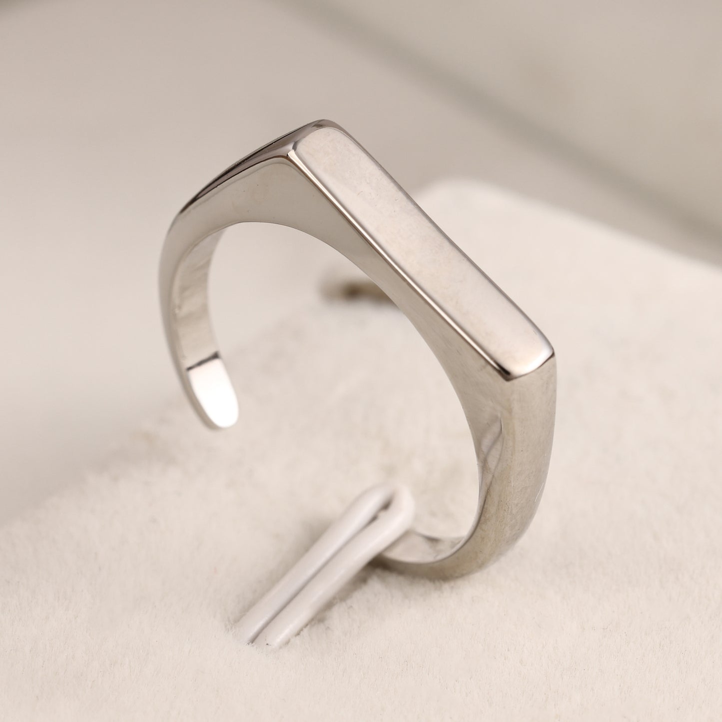 Japanese And Korean Style New Minimalist Rectangular Smooth Ring With Fashionable Personality, Versatile Temperament, Ins Design Sense, Ring For Women