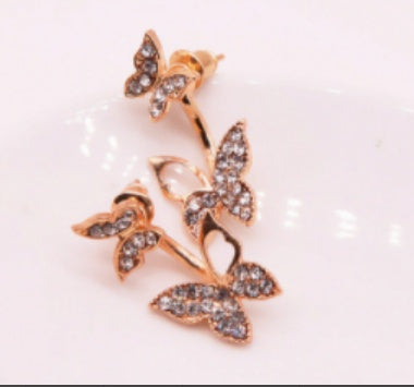 Zircon Hollow Full Diamond Butterfly Earrings