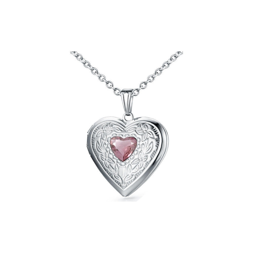 "12th Month Birthday Zircon Stainless Steel Necklace – Elegant Birthstone Jewelry for Women"