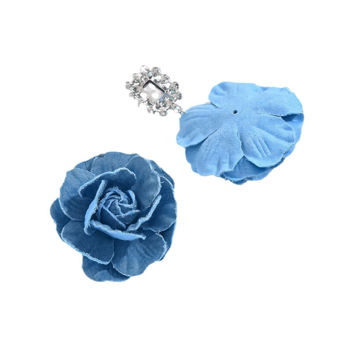 "Fashion Vintage Denim Flower Pendant Earrings – Unique Floral Statement Jewelry"