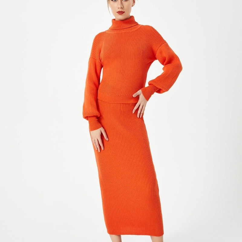 "Women's Knitted Skirt Suit – Elegant and Cozy Two-Piece Outfit for Any Occasion"