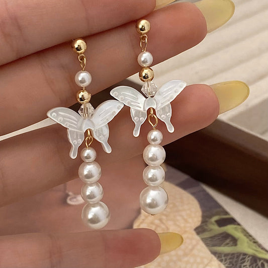 Earrings For Female Natural Mother Shell Butterfly Pearl