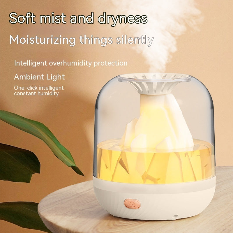 "Household Large Capacity Charging Humidifier: Flame Aroma Diffuser for a Relaxing Ambiance"