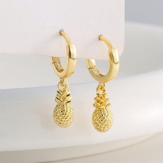 "18K Gold-Plated Pineapple Earrings – Cute and Stylish Copper Design for a Fun, Tropical Look"