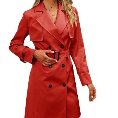 "European & American Autumn Women's Double-Breasted Fashion Casual Trench Coat"