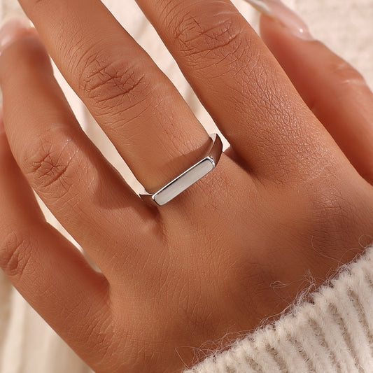 Japanese And Korean Style New Minimalist Rectangular Smooth Ring With Fashionable Personality, Versatile Temperament, Ins Design Sense, Ring For Women