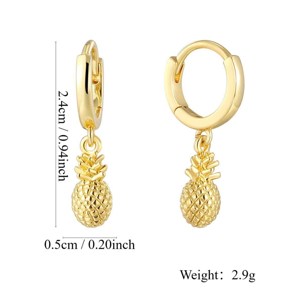 "18K Gold-Plated Pineapple Earrings – Cute and Stylish Copper Design for a Fun, Tropical Look"