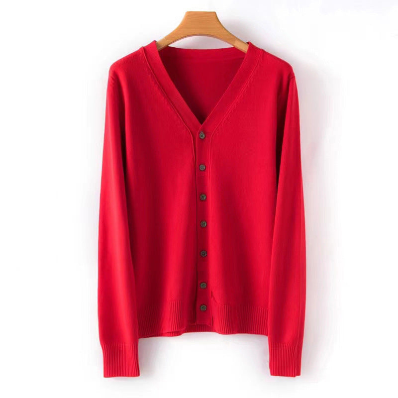 "Autumn & Winter V-Neck Knitwear Long-Sleeved Cardigan – Cozy and Stylish Essential for the Season"