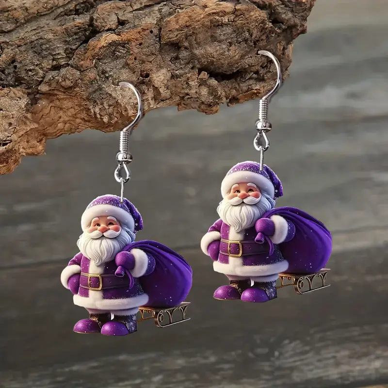 "Cute Santa Claus Acrylic Earrings – Festive Holiday Charm"