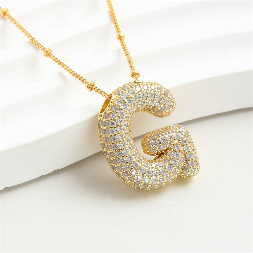 "Letter Pendant Bubble Necklace – Graceful 26 English Alphabet Charm Jewelry for Women"