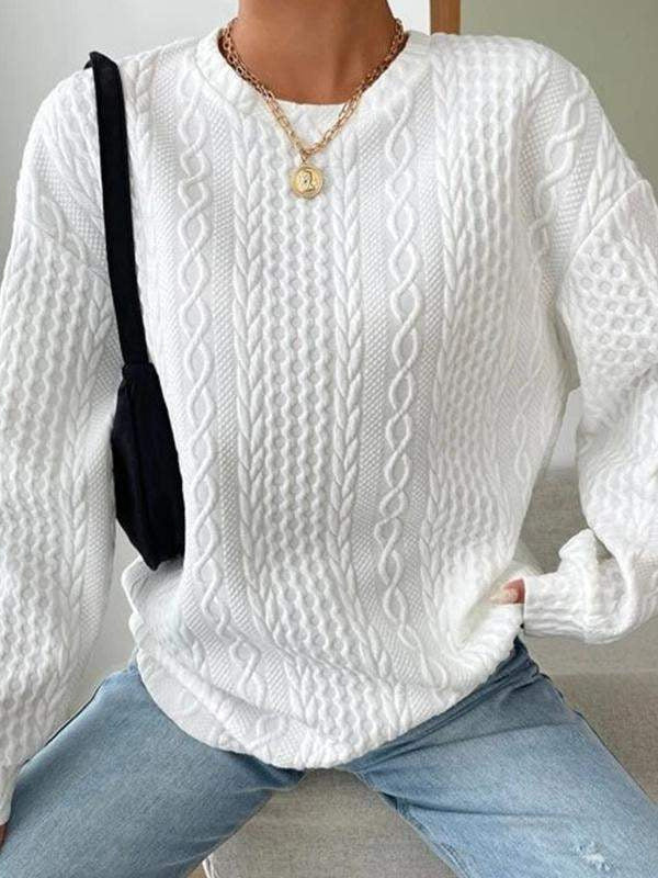 "Women's Casual & Comfortable Jacquard Round Neck Sweater – Effortless Style Meets Cozy Comfort"