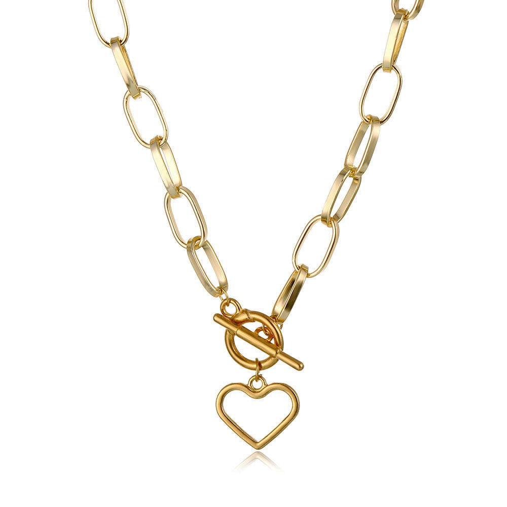 "Retro Hip Hop OT Buckle Love Necklace – Edgy Streetwear Statement Jewelry"