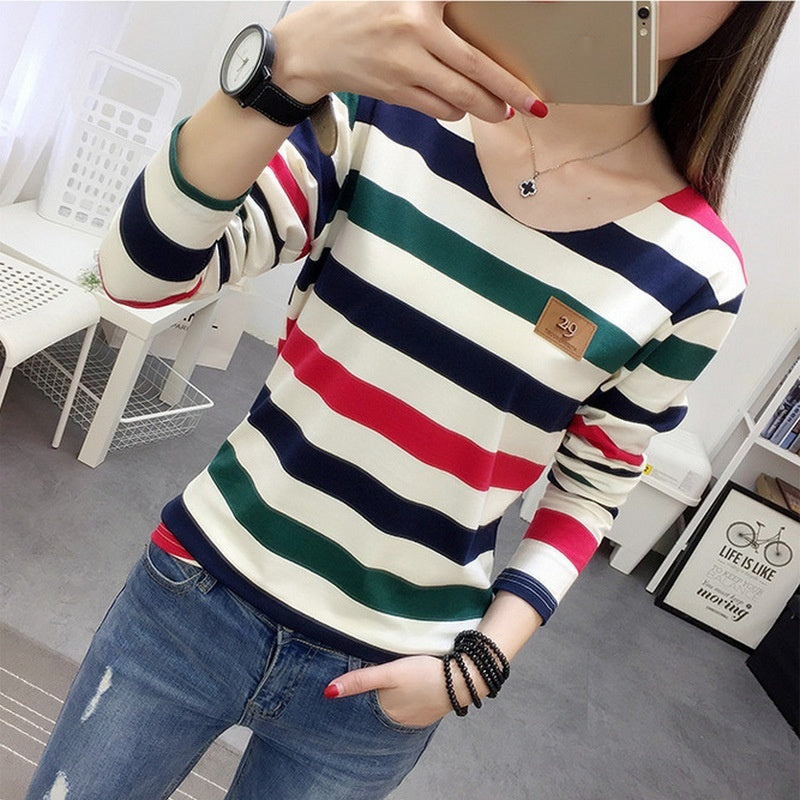 "Korean Spring and Autumn T-Shirt: Women's Fashionable Casual Top"