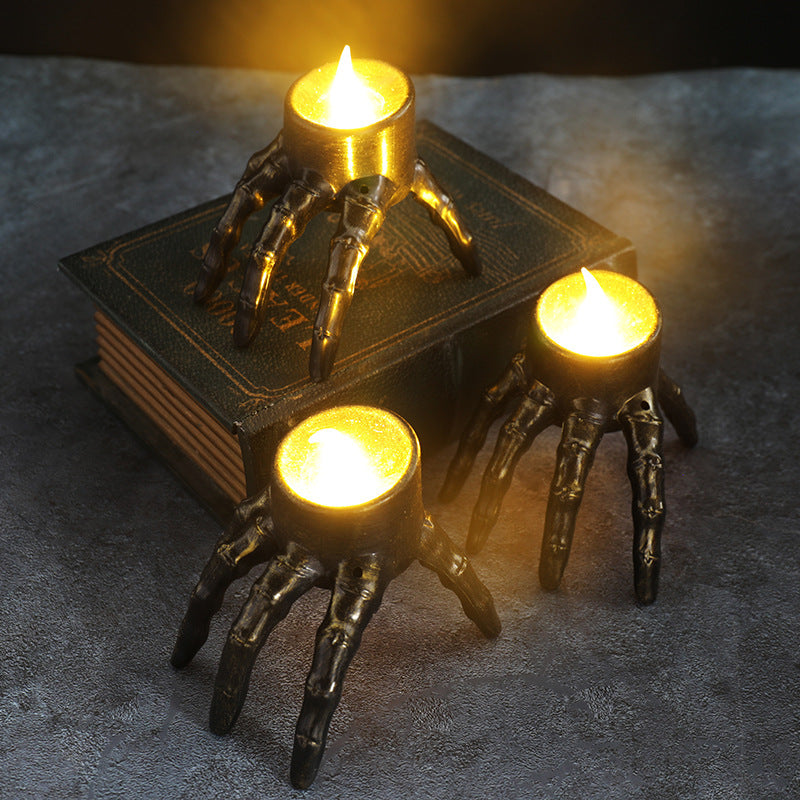 "Halloween Skull Hand and Foot Lantern – Spooky Atmosphere Decoration Prop with Candle Light for Night Display"