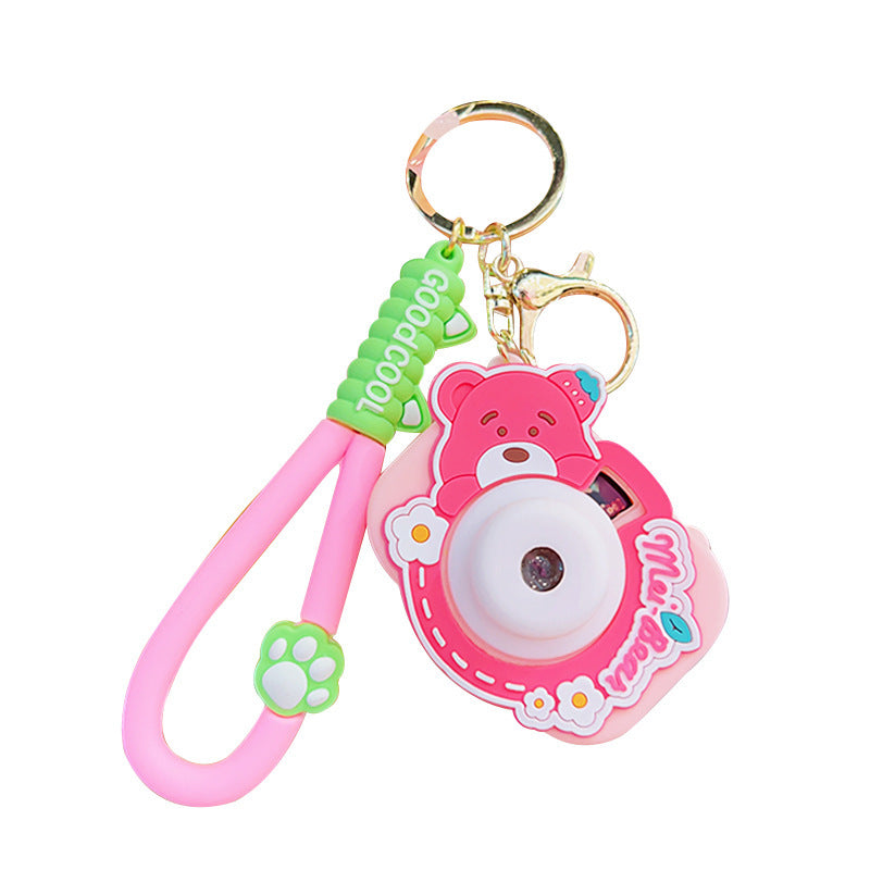 "Bear Sweet Projection Camera Luminous Keychain Ornaments – Cute & Magical Light-Up Accessory"