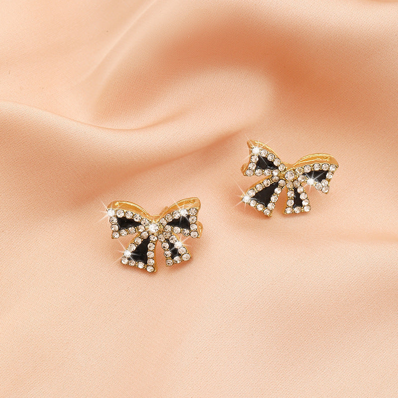 European And American Butterfly Diamond Stud Earrings For Women High Class Elegant