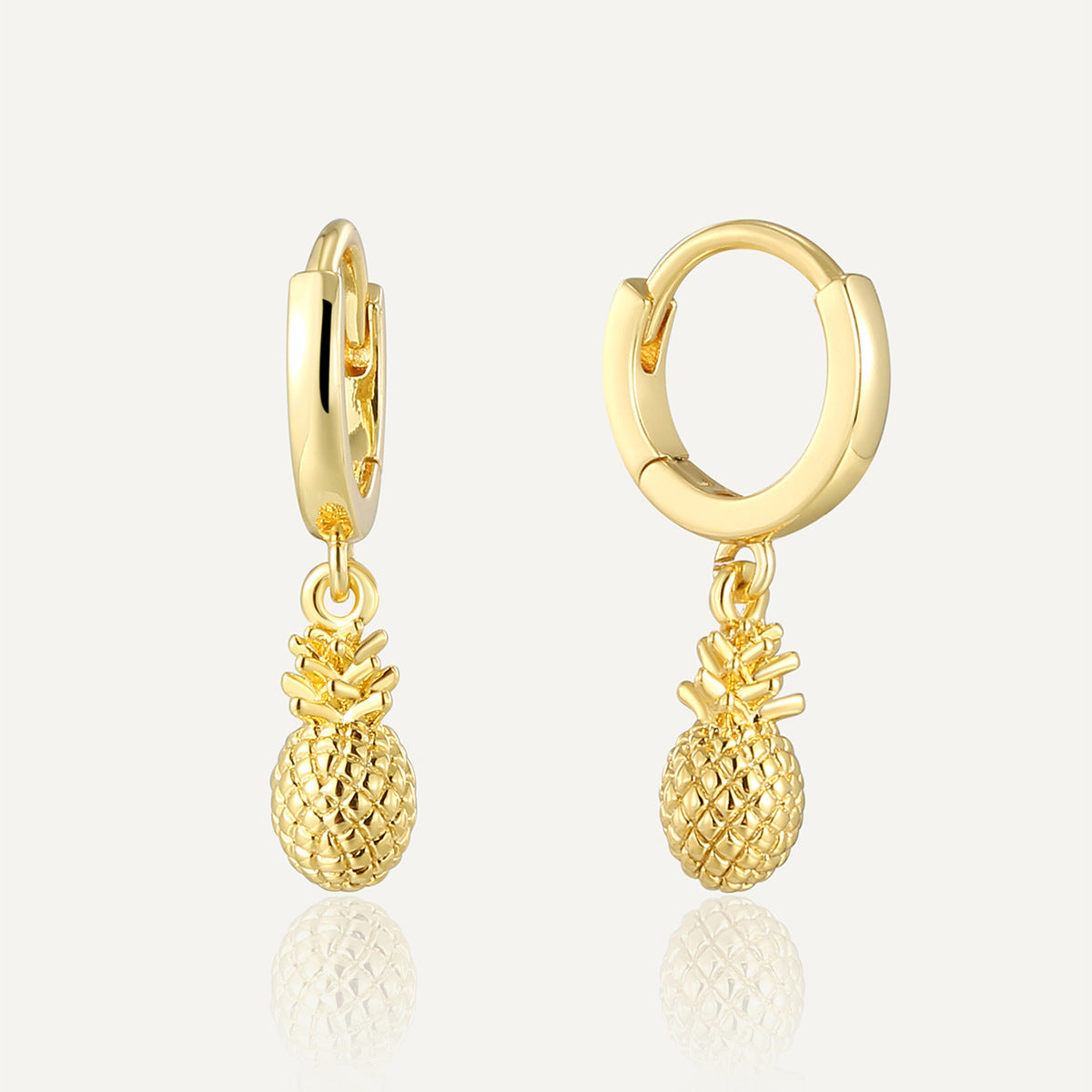 "18K Gold-Plated Pineapple Earrings – Cute and Stylish Copper Design for a Fun, Tropical Look"