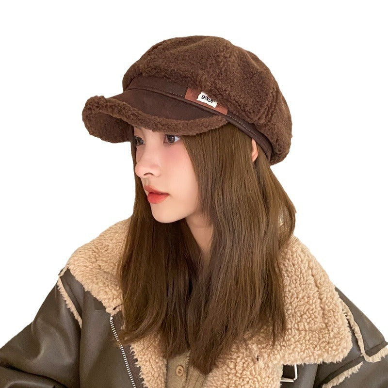 "Autumn & Winter Woolen Thick Warm Peaked Cap – Cozy Fashion for Cold Weather"