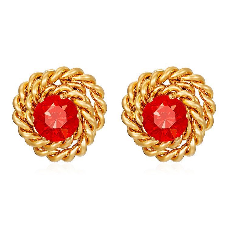 "Retro Trendy Rose Zircon Stud Earrings – Elegant Vintage-Inspired Glamour"