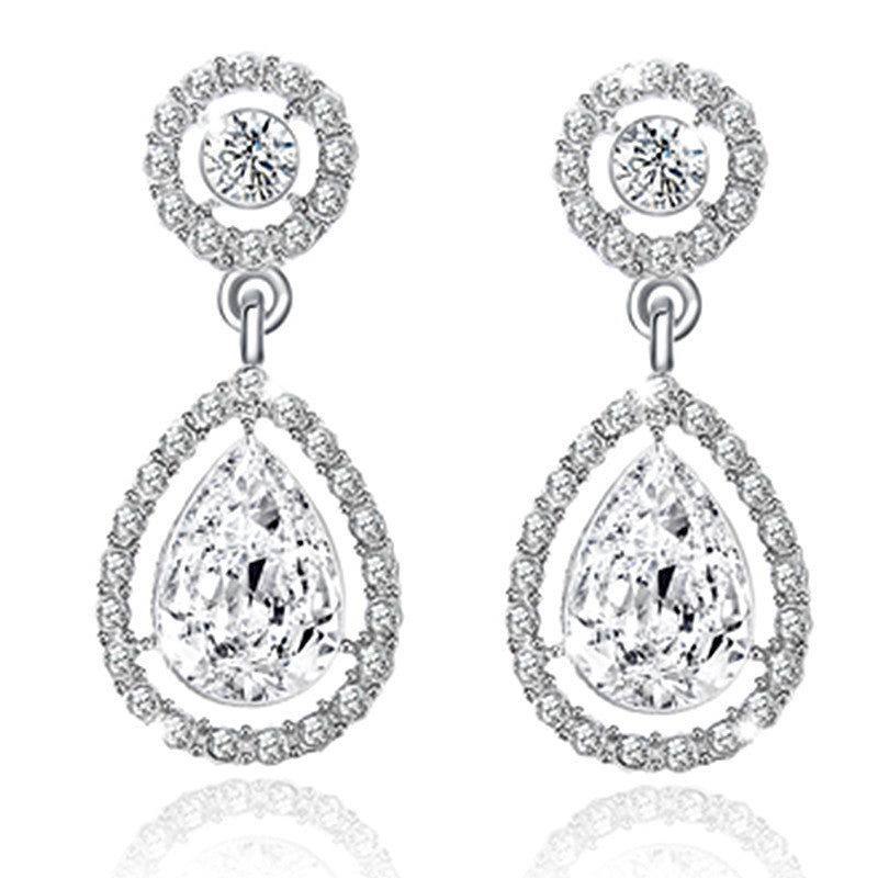 Simple Diamond-Set Zircon Earrings