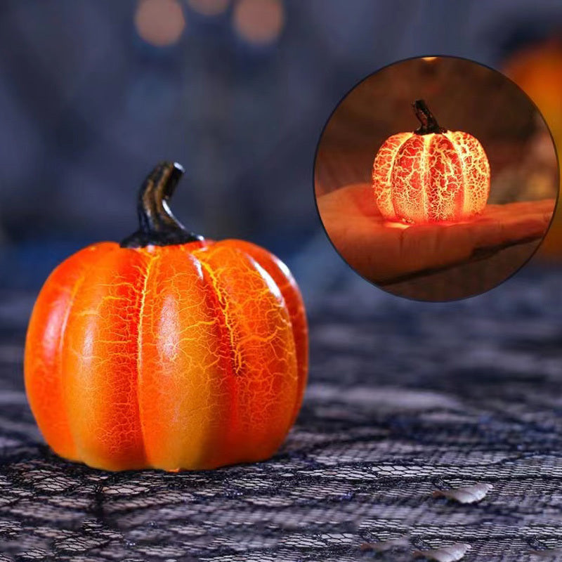 "Halloween LED Pumpkin Lantern – Realistic Resin Candle Lamp for Festive Decor"