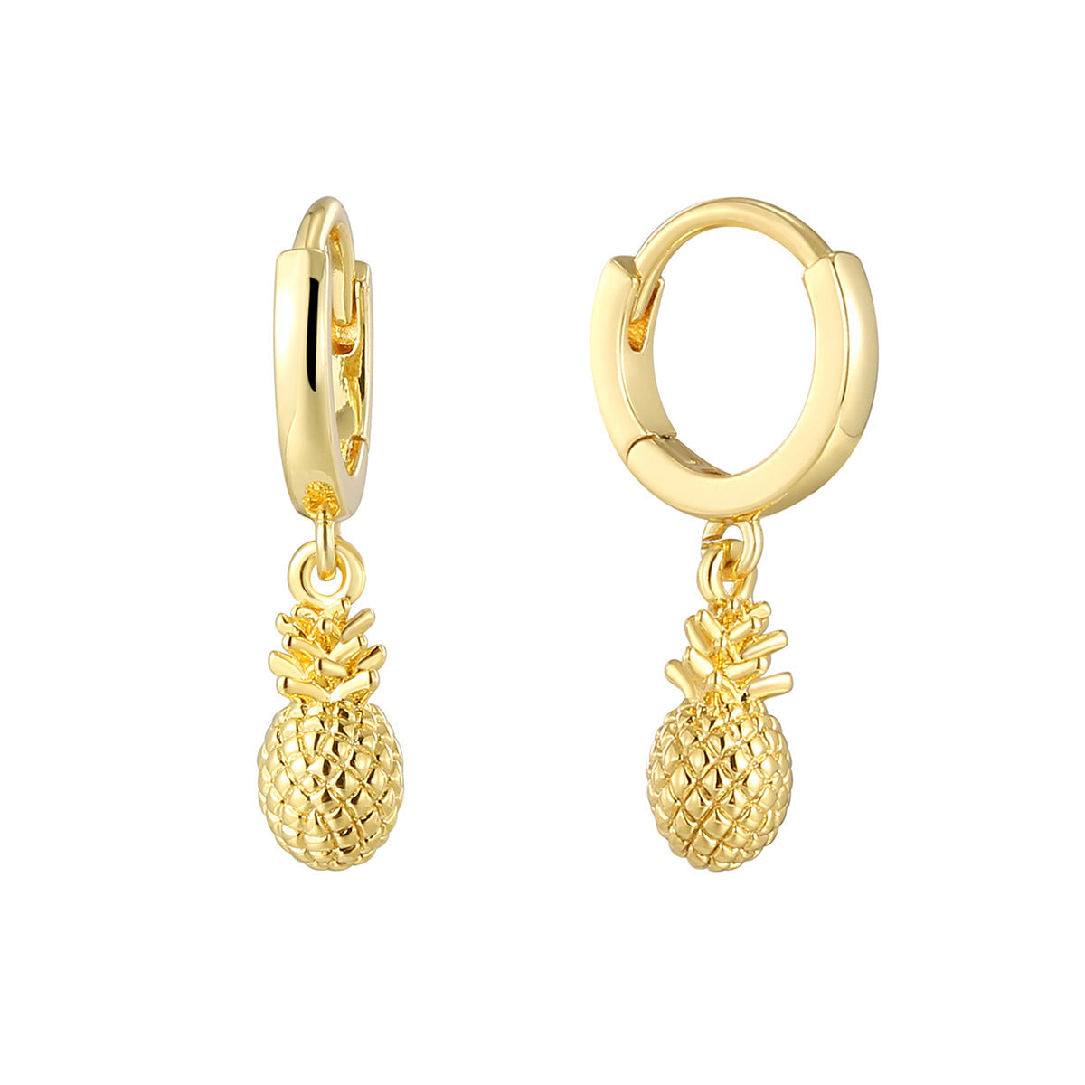 "18K Gold-Plated Pineapple Earrings – Cute and Stylish Copper Design for a Fun, Tropical Look"