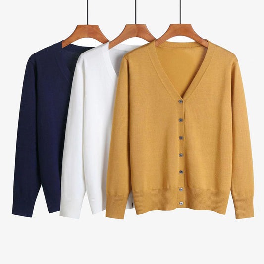 "Autumn & Winter V-Neck Knitwear Long-Sleeved Cardigan – Cozy and Stylish Essential for the Season"