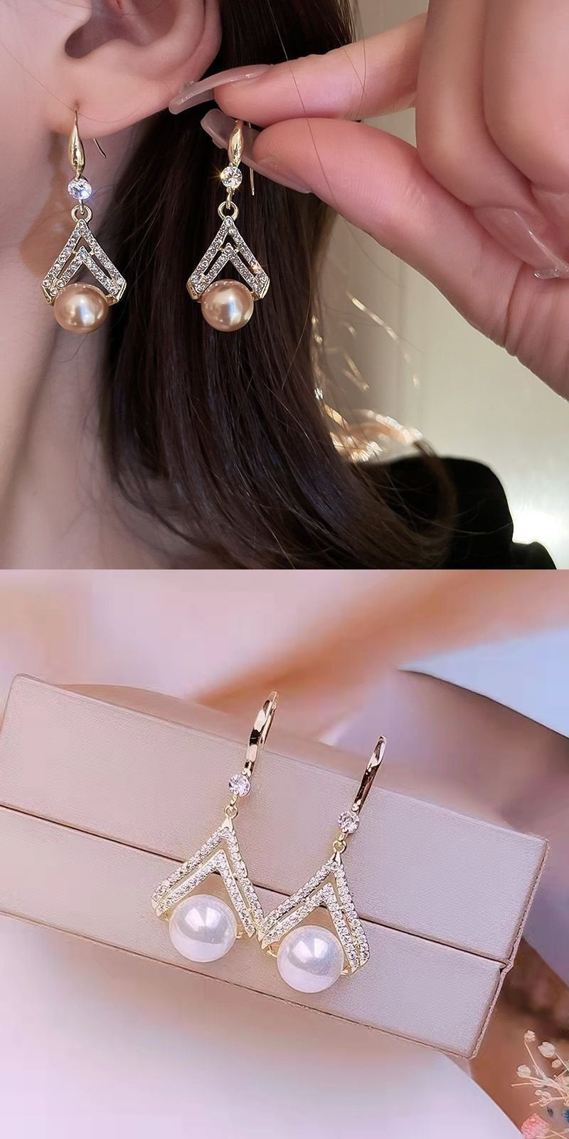 Fashion All-match Water Drop Pearl Earrings Personality Trend