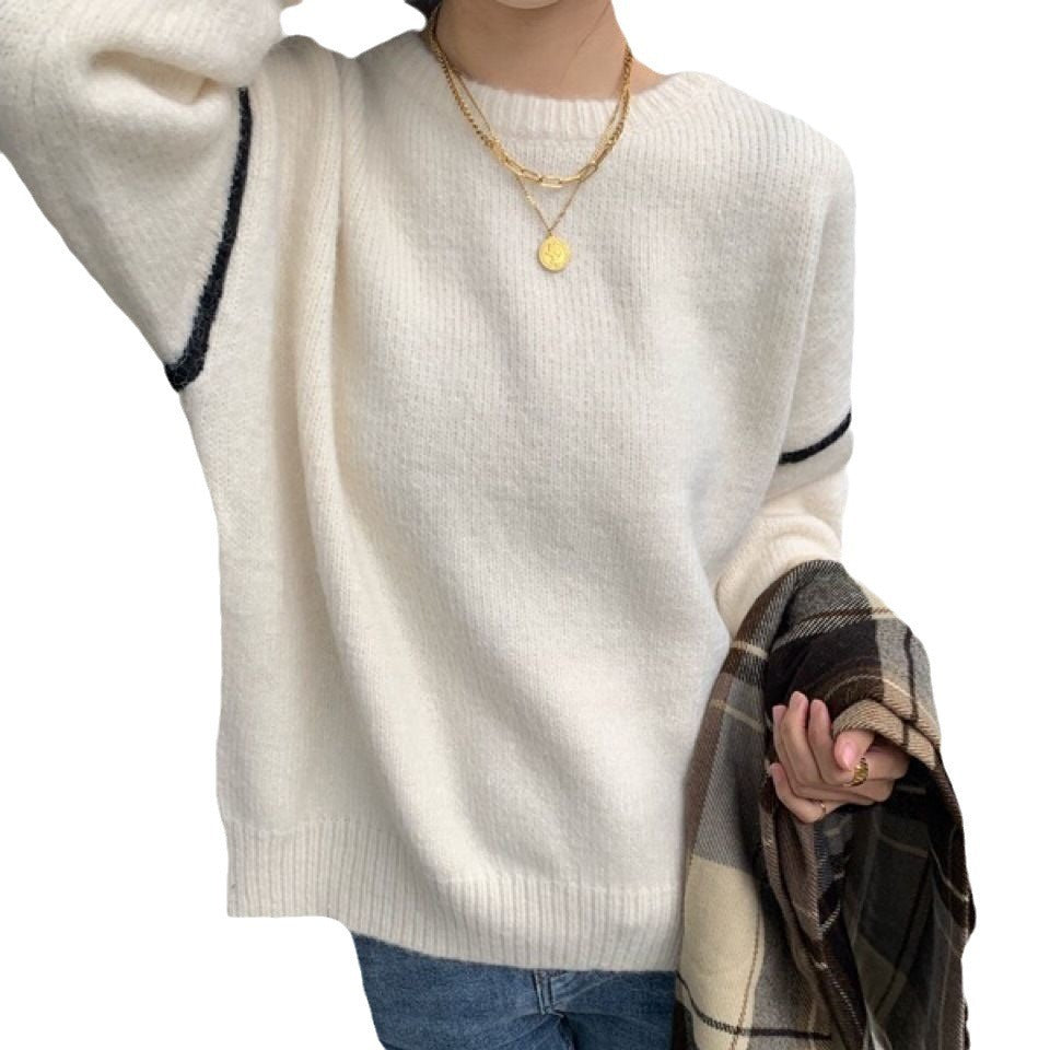 "New Cashmere Thickened Knitting Pullover – Cozy Loose-Fit Top for Autumn & Winter"