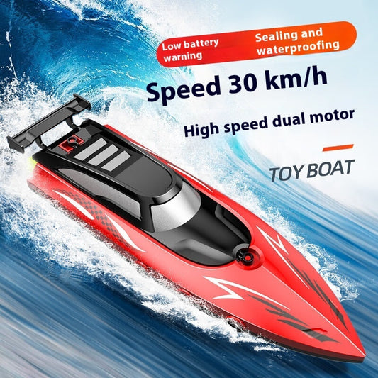 "Electric Double Propeller RC Speedboat – Rechargeable Water Racing Toy"