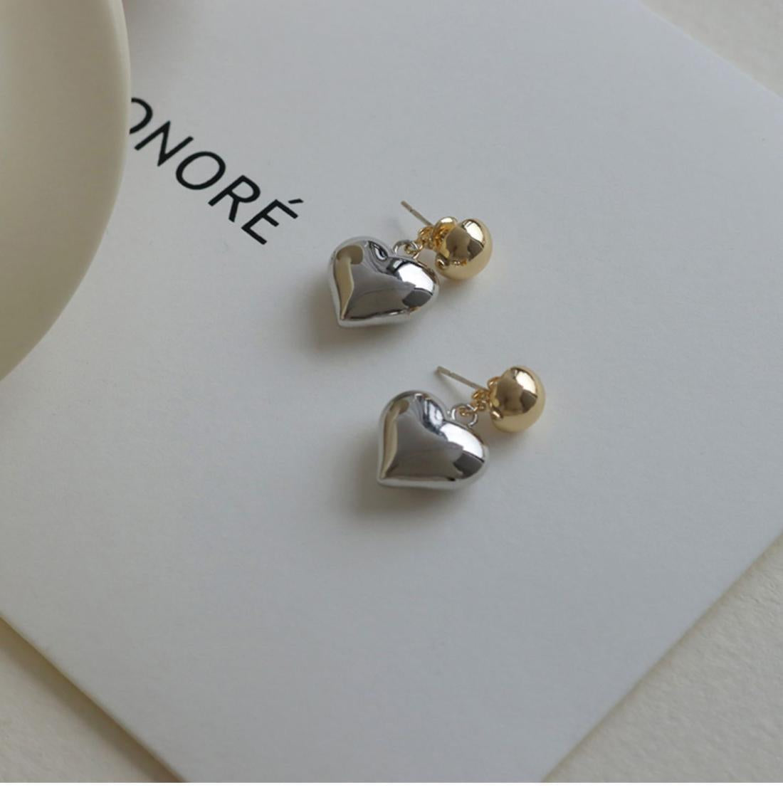 "Luxe Heartbeat – 3D Contrast Love Sterling Silver Studs"