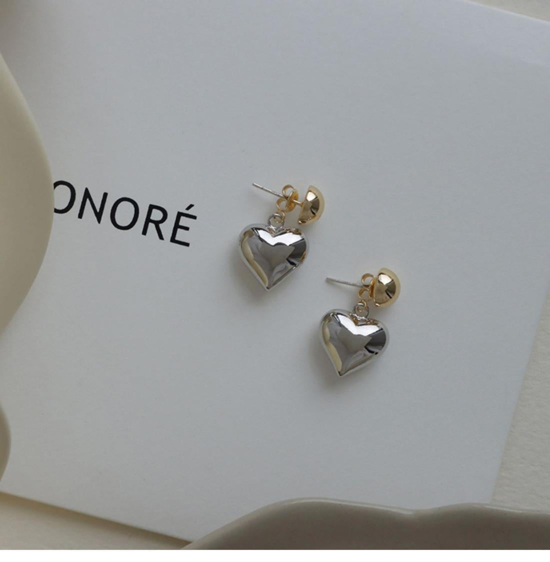 "Luxe Heartbeat – 3D Contrast Love Sterling Silver Studs"